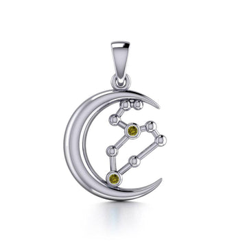 Crescent Moon and Leo Astrology Constellation Silver Pendant TPD5770 - Jewelry